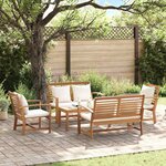 vidaXL Ensemble de canapé de jardin 5 Pièces Naturel Bois de teck solide