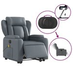 vidaXL Fauteuil inclinable de massage électrique gris similicuir
