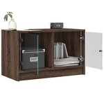 vidaXL Meuble TV avec portes en verre chêne marron 68x37x42 cm