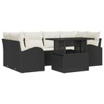 Ensemble de canapé de jardin 7 pièces avec coussins Noir Poly Rotin