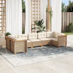 vidaXL Salon de jardin avec coussins 7 Pièces beige résine tressée