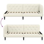 vidaXL Cadre de lit d'angle avec tête de lit Crème 90 x 200 cm Velours