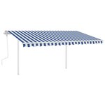 vidaXL Auvent manuel rétractable avec LED 4 5x3 m Bleu et blanc