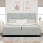 Lit Box Spring avec Matelas Gris clair 200x200 cm Velours
