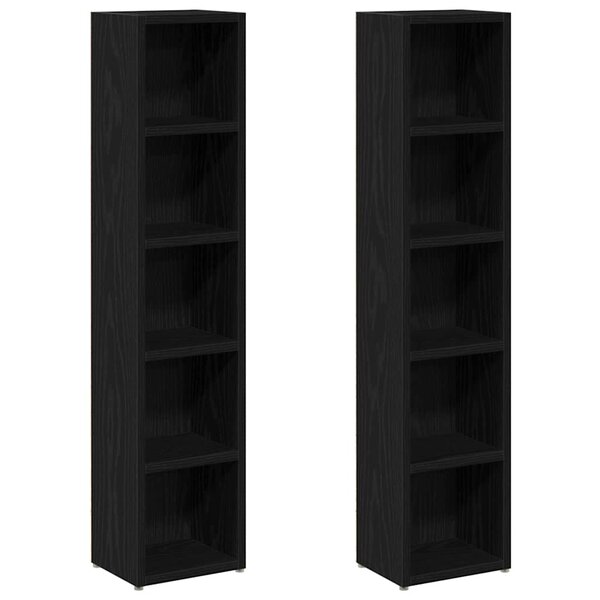 vidaXL Armoires à CD 2 Pièces chêne noir 21x16x93 5 cm bois d'ingénierie