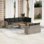 vidaXL Salon de jardin avec coussins 10 Pièces gris résine tressée