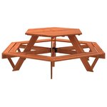 vidaXL Table de pique-nique pour 6 enfants avec bancs hexagonal sapin