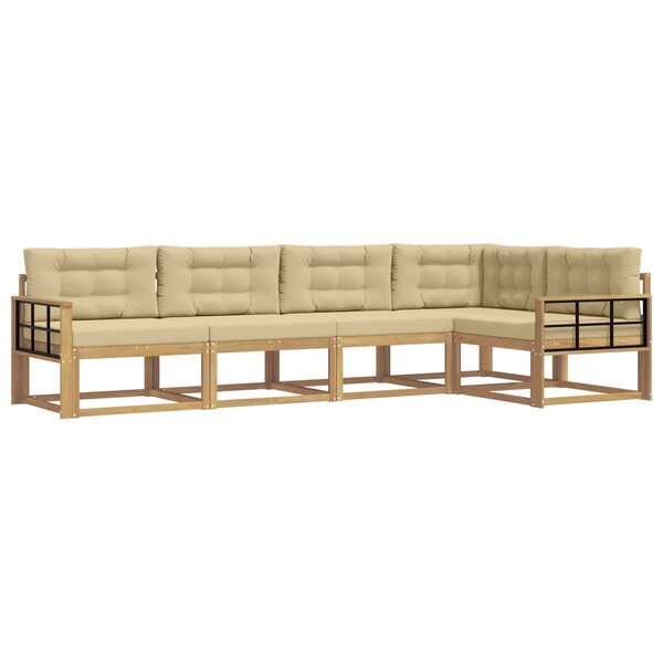 vidaXL Ensemble de canapés d'extérieur 4 Pièces Blanc et Beige Polyester