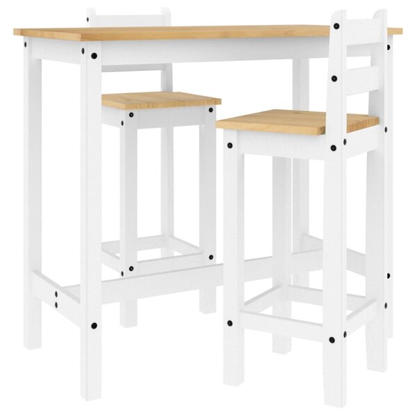 vidaXL Ensemble de bar 3 Pièces Blanc Bois de pin massif