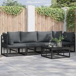 vidaXL Ensemble de canapé de jardin avec coussin 4 Pièces Noir Aluminium