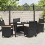 vidaXL Ensemble de salle à manger pour jardin 5 Pièces Noir polyrotin