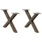 vidaXL Pieds de table basse en forme de X  2 pièces  acier naturel  60 x (30-31) cm