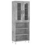 vidaXL Buffet haut Gris béton 69 5x34x180 cm Bois d'ingénierie