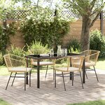 vidaXL Ensemble de salle à manger de jardin de 5 pièces avec coussins marron en rattan poly