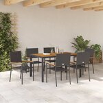 vidaXL Ensemble de salle à manger pour jardin 7 Pièces Noir et Bois