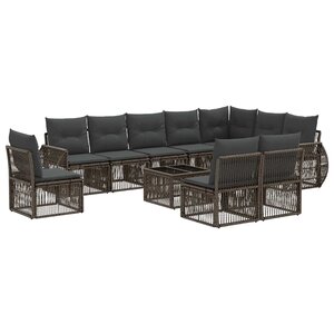 vidaXL Ensemble de canapé de jardin 11 Pièces Gris et Gris foncé