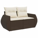 vidaXL Salon de jardin 10 Pièces avec coussins marron résine tressée