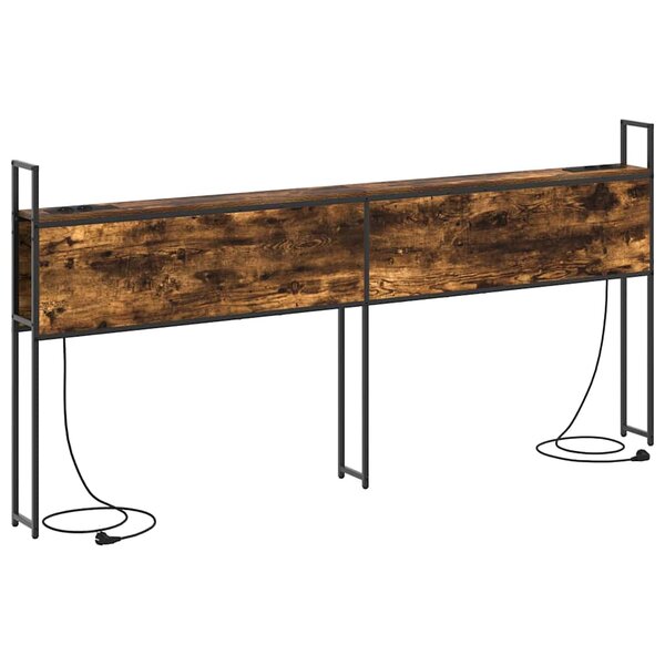 vidaXL Headboard de Rangement avec Station de Charge Chêne fumé 180 cm