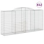 vidaXL Paniers à gabions arqués 12 Pièces 300x50x140/160 cm fer galvanisé