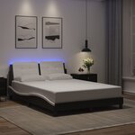 vidaXL Cadre de lit avec lumières LED noir blanc 120x200 cm similicuir