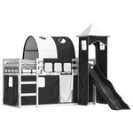 vidaXL Lit superposé sans matelas avec toboggan blanc noir 90x200 cm