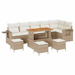 Ensemble de Canapé de Jardin vidaXL 10 Pièces avec Coussins Beige Poly Rotin Acacia