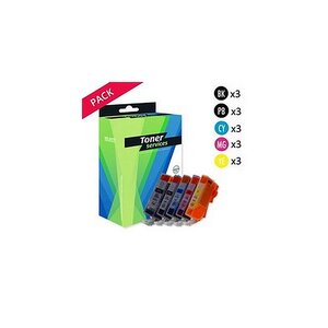 Compatible Canon PGI520/CLI521 Pack de 15 cartouches Noir et couleurs
