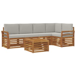 vidaXL Ensemble de canapé d'angle 6 Pièces Gris Naturel et Clair