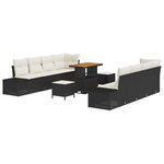 vidaXL Ensemble de canapé de jardin 11 Pièces Noir  Crème 90 x 55 x 71 cm