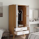vidaXL Garde-robe OLDEN blanc et marron 76 5x53x172 cm bois massif pin
