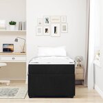 vidaXL Cadre de lit avec matelas Noir 100 x 200 cm tissu
