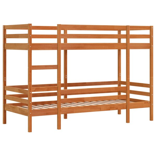 vidaXL Lit superposé cire marron 90x190 cm bois de pin massif