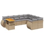 vidaXL Salon de jardin avec coussins 10 Pièces beige résine tressée