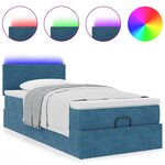 vidaXL Lit ottoman avec matelas et LED bleu foncé 80x200cm velours