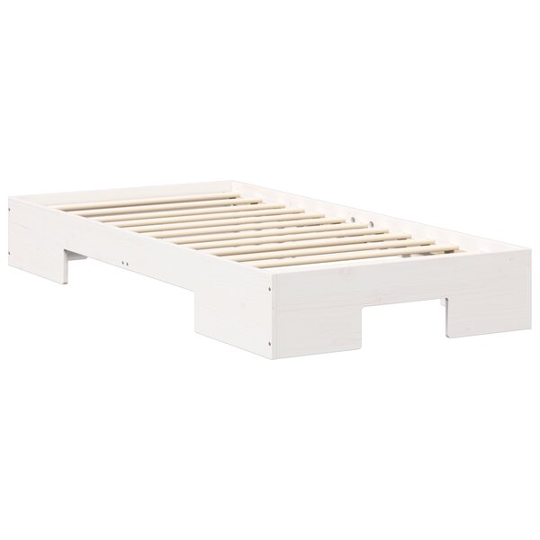 vidaXL Cadre de lit surélevé avec stockage Blanc Bois massif en pin