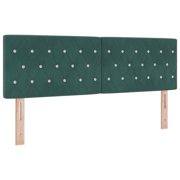 vidaXL Tête de lit LED avec boutons en cristal capitonnés  vert foncé  72 cm en velours