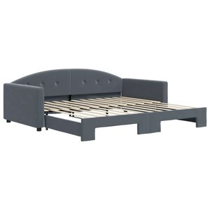 vidaXL Lit de jour avec gigogne sans matelas gris foncé 100x200 cm