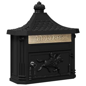 vidaXL Boîte aux lettres murale avec stockage Noir 40.5 x 15.5 x 44 cm