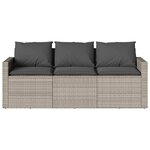 vidaXL Canapé de jardin et coussins 3 places gris clair résine tressée