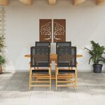 vidaXL Ensemble de salle à manger pour jardin 5 Pièces Noir