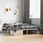 vidaXL Cadre de lit métal sans matelas et tête de lit blanc 160x200 cm