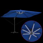 vidaXL Parasol déporté Roma avec LEDs bleu azur  352 x 251 x 265 cm en aluminium