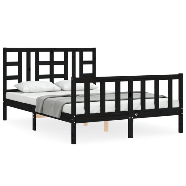vidaXL Cadre de lit sans matelas noir 140x190 cm bois de pin massif