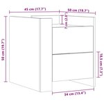 vidaXL Table de chevet noir 45x50x50 cm bois d’ingénierie