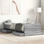vidaXL Cadre de lit sans matelas sonoma gris 90x190 cm