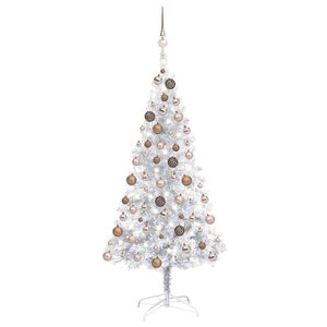 vidaXL Arbre de Noël artificiel pré-éclairé/boules argenté 150 cm PET