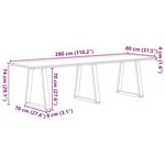 vidaXL Table à manger avec bord naturel 280x80x74 cm bois massif chêne