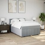 vidaXL Sommier à lattes de lit avec matelas Gris clair 140x190cm Tissu