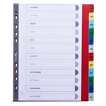 Intercalaires mensuels maxi A4+ en polypropylène, 12 divisions - Assortis