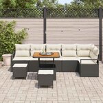 vidaXL Ensemble de canapé de jardin avec coussin 9 Pièces Noir et Crème